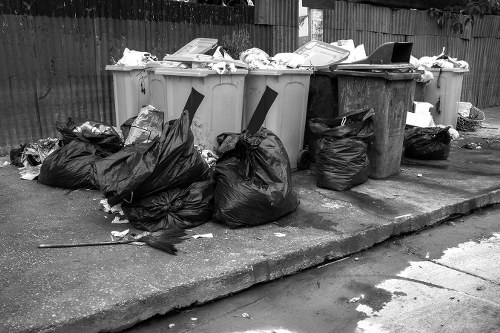 Central London streets with waste collection trucks